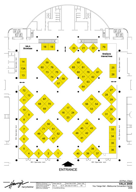 Exhibition Floor plan for VALA2008 Conference, 5 - 7 February at Melbourne Exhibition & Convention Centre