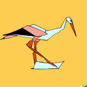 An illustration of a stork folding origami